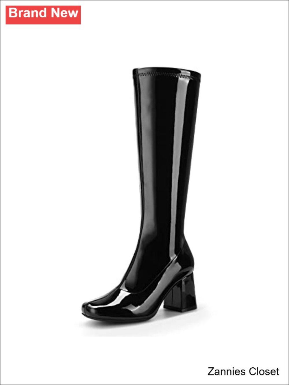 ✨DREAM PAIRS Women's Gogo Knee High Chunky Heel Square Toe Faux Leather Boots